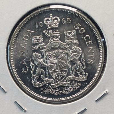 Sale Photo Thumbnail #144: 1965 Canada 50 Cents, 80% Silver, 11.66g