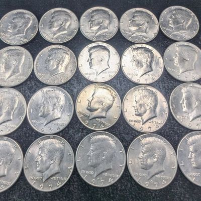 Sale Photo Thumbnail #195: (1) 1973-D, (12) 1974 & (7) 1974-D Kennedy Half Dollars
