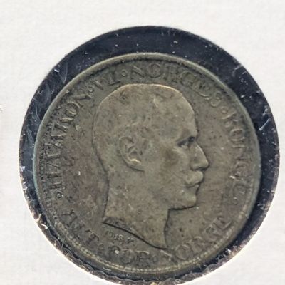 Sale Photo Thumbnail #373: 1918 Norway 50 Ore, .600 Silver, 5g