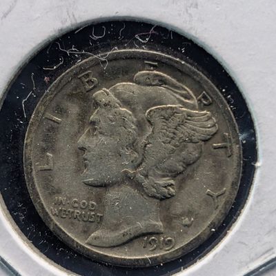 Sale Photo Thumbnail #262: 1919-S Mercury 90% Silver Dime