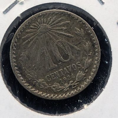 Sale Photo Thumbnail #136: 1926-Mo Mexico 10 Centavos, 72% Silver, 1.66g