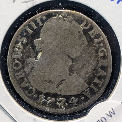Sale Photo Thumbnail #140: 1774 Mexico Spanish Colony 2 Reales, .903 Silver, 6.75g