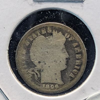 Sale Photo Thumbnail #198: 1896 Barber 90% Silver Dime