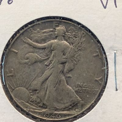 Sale Photo Thumbnail #367: 1946 Walking Liberty 90% Silver Half Dollar