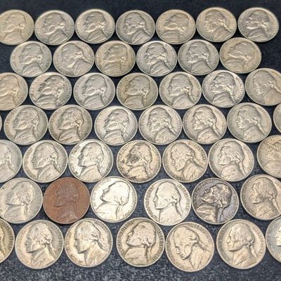 Sale Photo Thumbnail #277: (50) Assorted Date Jefferson Nickels