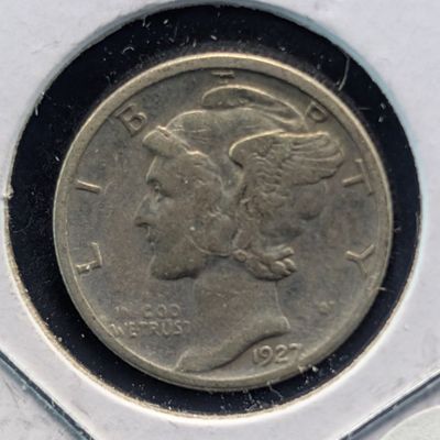 Sale Photo Thumbnail #280: 1927-D Mercury 90% Silver Dime