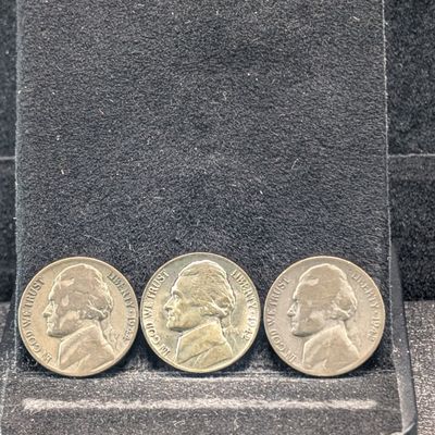 Sale Photo Thumbnail #145: 1942-P, 1942-S, & 1944-P Jefferson Wartime Nickels, Each 35% Silver