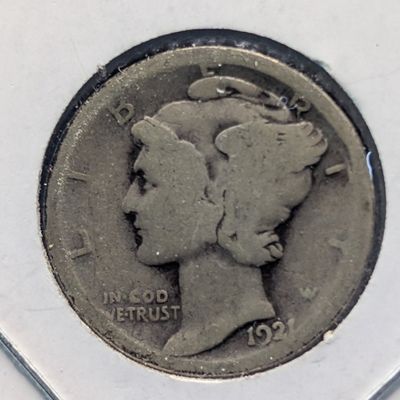 Sale Photo Thumbnail #320: 1921 Mercury 90% Silver Dime, Key Date