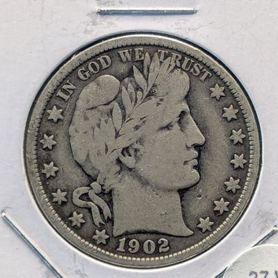 Sale Photo Thumbnail #54: 1902 Barber 90% Silver Half Dollar.