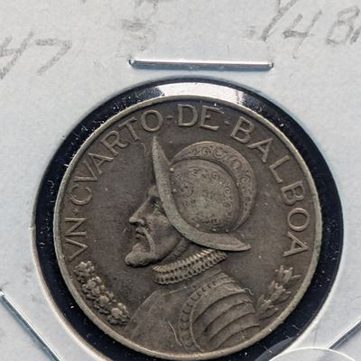 Sale Photo Thumbnail #110: 1947 Panama 1/4 Balboa, 90% Silver, 6.25g