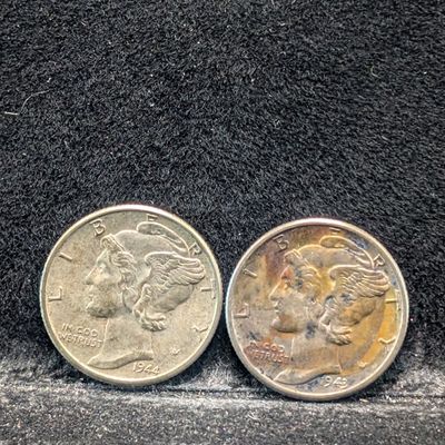 Sale Photo Thumbnail #45: 1943 & 1944 Mercury 90% Silver Dimes