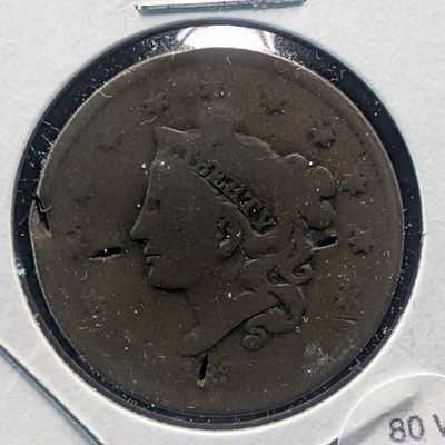 Sale Photo Thumbnail #160: 1835 Coronet Head Large Cent (Damaged)