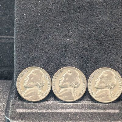 Sale Photo Thumbnail #221: 1943-P & (2) 1945-P Jefferson Wartime Nickels, Each 35% Silver