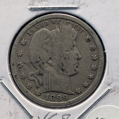 Sale Photo Thumbnail #356: 1899-S Barber 90% Silver Quarter