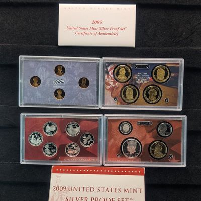 Sale Photo Thumbnail #389: 2009-S U.S. Mint Silver Proof Set with Territorial Quarters, Presidential Dollars, Sacagawea Dollar and Bicentennial Lincoln Cents in OGP w/COA - Includes (8) 90% Silver Coins