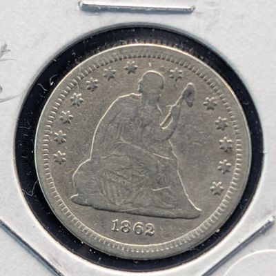 Sale Photo Thumbnail #94: 1862 Seated Liberty 90% Silver Quarter