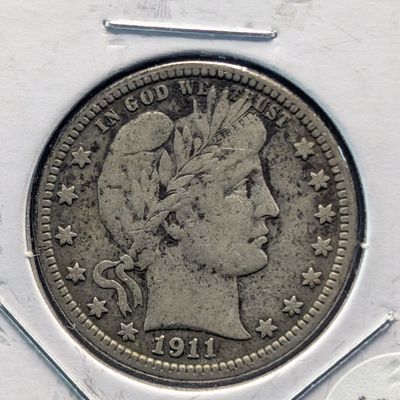 Sale Photo Thumbnail #378: 1911 Barber 90% Silver Quarter