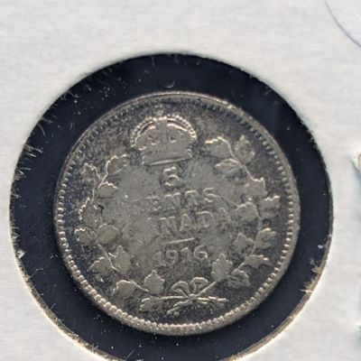 Sale Photo Thumbnail #263: 1916 Canada 5 Cents, .925 Silver, 1.167g