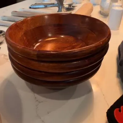 Turned wood serving bowls, set of 4