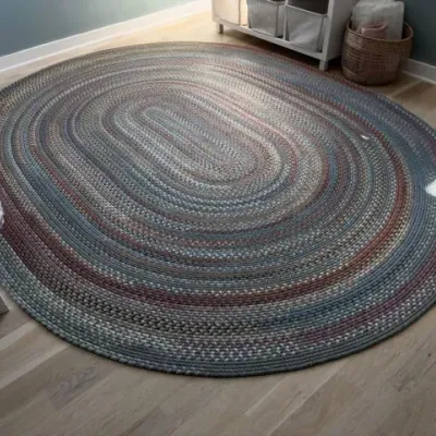 Oval braided area rug, multicolor
