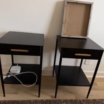West Elm Metalwork nightstands with drawers, pair