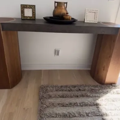 Wood block-leg console table