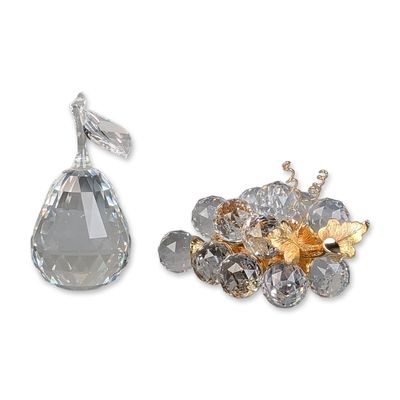 Sale Photo Thumbnail #88: 2pc Swarovski Silver Crystal Figurines, Pear and Grapes