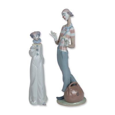 Sale Photo Thumbnail #43: 2pc Lladro Porcelain Clown Figurines