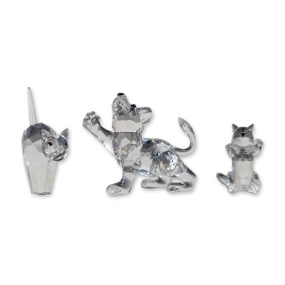 Sale Photo Thumbnail #66: 3pc Swarovski Silver Crystal Feline Figurines