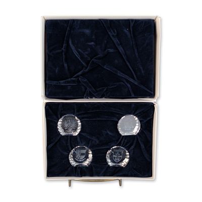 Sale Photo Thumbnail #242: Boxed Set of Four Swarovski Etched Crystal Paperweights