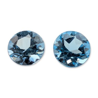 Sale Photo Thumbnail #331: Pair of Round Brilliant Cut Light Blue Topaz Gemstones