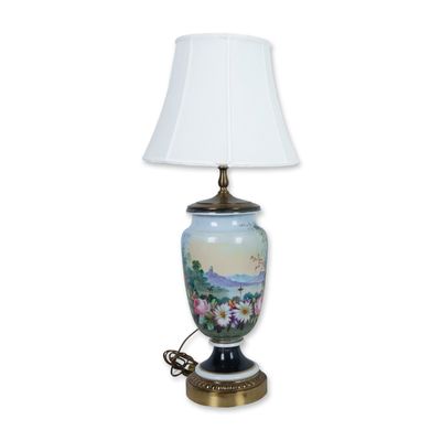 Sale Photo Thumbnail #156: Vintage Scenic Floral Ceramic Lamp