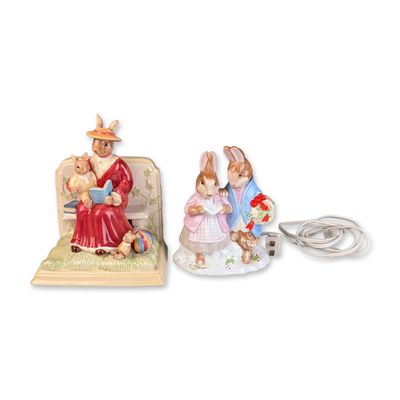 Sale Photo Thumbnail #266: 2pc Royal Doulton Bunnykins Bookend with Schmid Beatrix Potter Nightlight