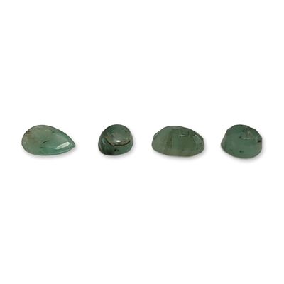 Sale Photo Thumbnail #164: 4pc Group of Loose Faceted and Cabochon Emeralds