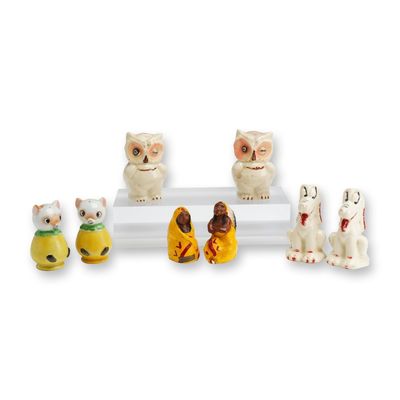 Sale Photo Thumbnail #147: 4 Sets of Ceramic and Wooden Salt and Pepper Shakers