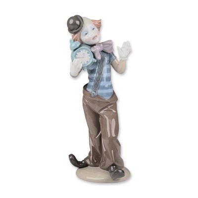 Sale Photo Thumbnail #180: Lladro Spanish Glazed Porcelain Clown with Alarm Clock Sculpture 5056