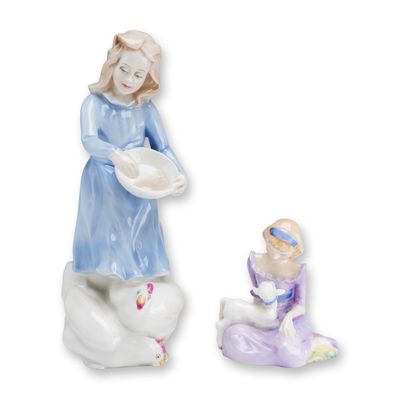 Sale Photo Thumbnail #94: Royal Doulton Porcelain Figurines, Country Girl and Mary Had a Little Lamb