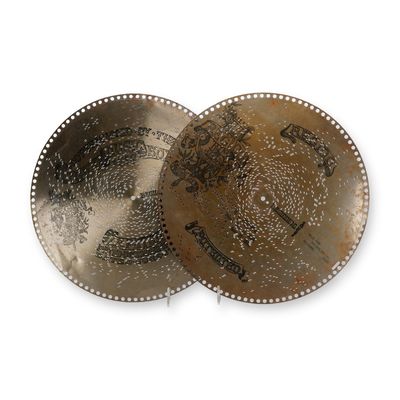 Sale Photo Thumbnail #324: Regina 15.5-Inch 2pc Perforated Steel Music Box Discs, c. 1897