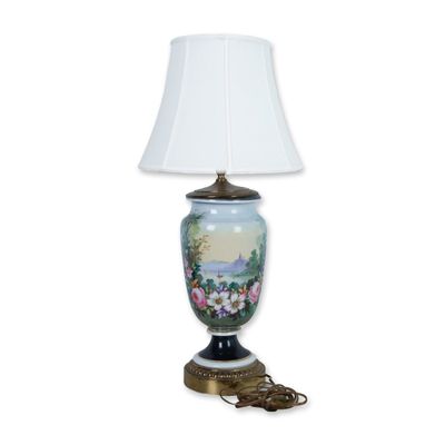 Sale Photo Thumbnail #154: Vintage Ceramic Floral and Scenic Lamp