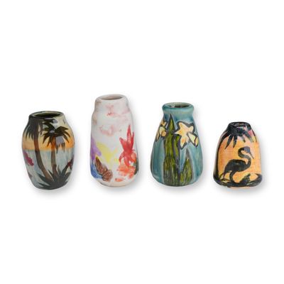 Sale Photo Thumbnail #139: 4pc Florida Faience Martin Cushman Miniature Studio Pottery Vases