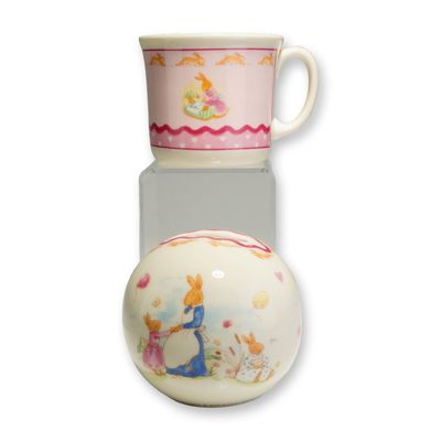 Sale Photo Thumbnail #98: 2pc Royal Doulton Bunnykins Sweet Hearts Mug and Money Bank