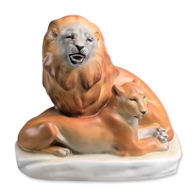 Sale Photo Thumbnail #102: Herend First Edition Naturalistic Brown Porcelain Figurine, Pair of Lions 5217