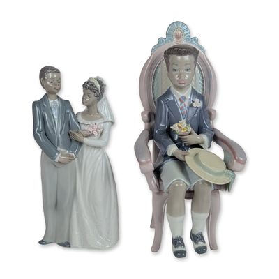 Sale Photo Thumbnail #382: 2pc Lladro Black Heritage Series Porcelain Figurines
