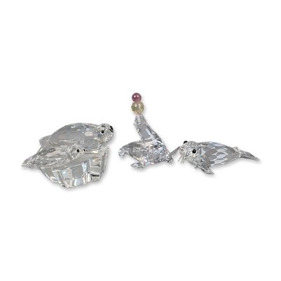 Sale Photo Thumbnail #250: 3pc Swarovski Silver Crystal Seal Figurines