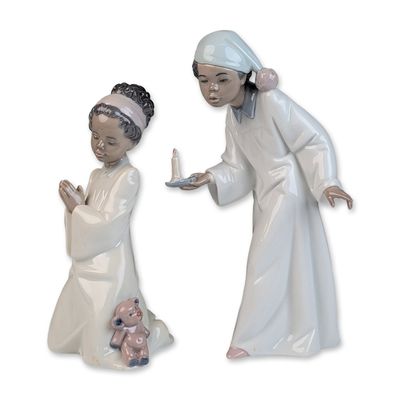 Sale Photo Thumbnail #28: Two Lladro Porcelain Figures, Who's There? 01006464 & Bedtime Prayer 01006465