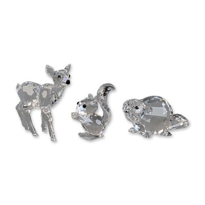 Sale Photo Thumbnail #256: 3pc Swarovski Silver Crystal Animal Figurines- Squirrel, Beaver & Fawn