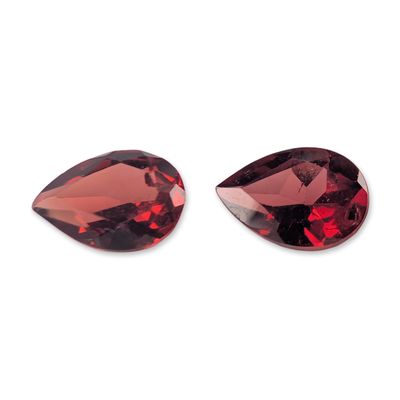 Sale Photo Thumbnail #170: Pair of Faceted Pear Cut Red Garnets