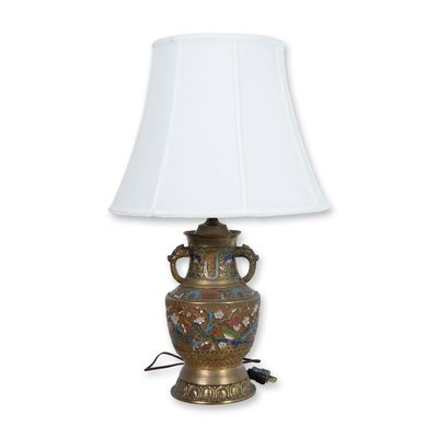 Sale Photo Thumbnail #320: Vintage Champleve Bronze Floral Lamp