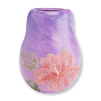 Sale Photo Thumbnail #136: Florida Faience Studio Pottery Hibiscus Motif Miniature Ovoid Vase