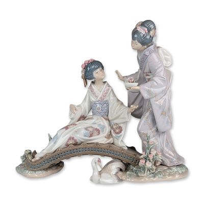 Sale Photo Thumbnail #342: Lladro Spanish Glazed Porcelain Springtime in Japan Figurine 1445